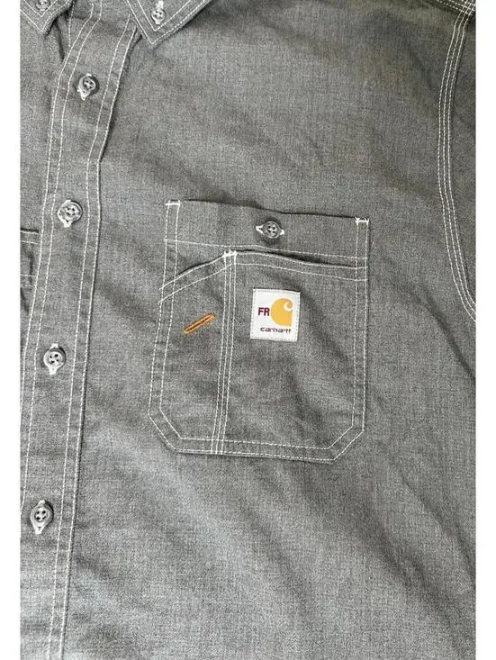 Carhartt Force FR Shirt Men XL Tall Gray Button Down Flame Resistant Cat 2 Work - Picture 2 of 8